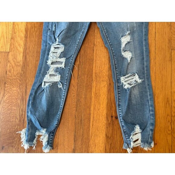 NWT Express Jeans Womens Size 4S Mid Rise Ankle Leggings Denim Distressed - Picture 3 of 8